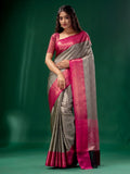 Soft Lichi Silk Jacquard Weaving Work With Gold Zari Weaving Saree