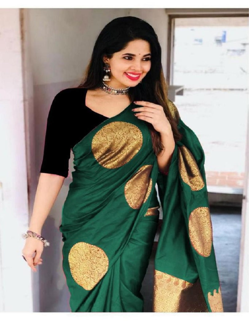 Women's Banarasi Lichi Silk Party, Wedding and Marriage Wear Saree With Blouse 11-KP19