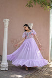 Traditional Fancy Latest Ethnic Indian Readymade Faux Georgette Long Anarkali Flair Gown Dress 13-SR51 image 1