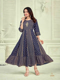 Latest Designer Party Wear 14Kg Rayon Foil Print Flair Gown 13-SR8