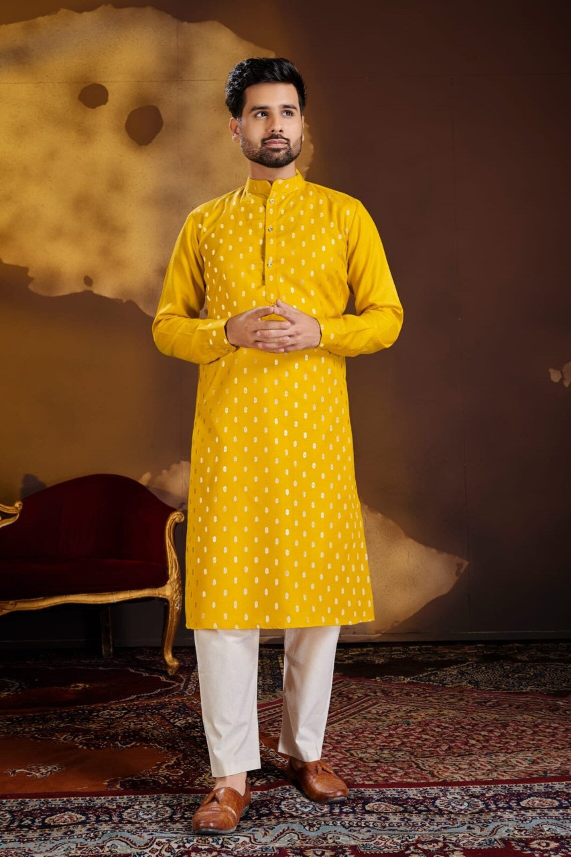 Men's Pure Cotton Kurta Payjama Function Wear Kurta Set 16-SR17 image 1