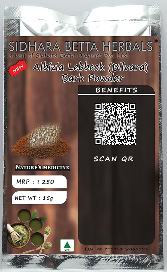 Sidhara Betta Herbals Albizia lebbeck (Bilvara/Shirisha) Bark Powder - 15 gms