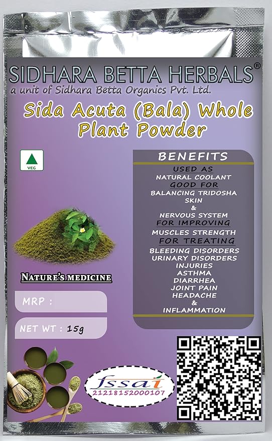 Sidhara Betta Herbals SIDA Acuta (Bala) Whole Plant Powder - 15 gms