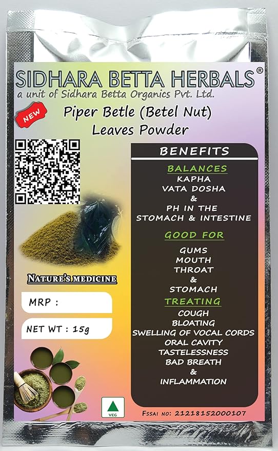 Sidhara Betta Herbals Piper Betle (Betel Nut) Leaves Powder - 15 gms