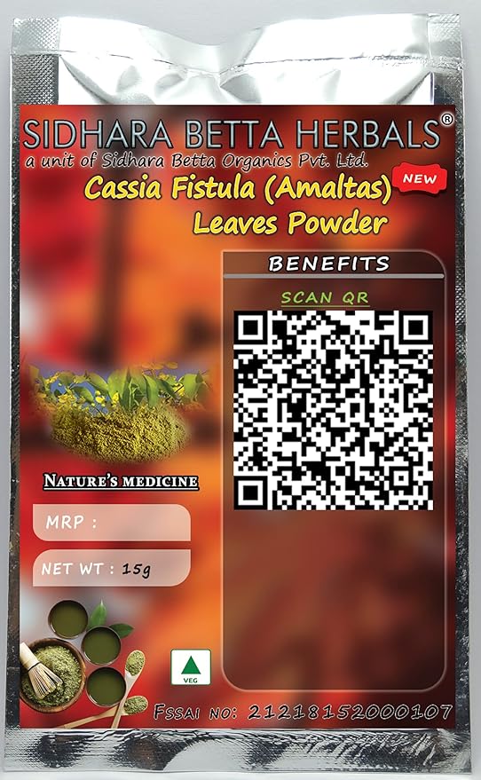 Sidhara Betta Herbals Cassia Fistula Leaves Powder - Amaltas Leaves Powder - 15 gms