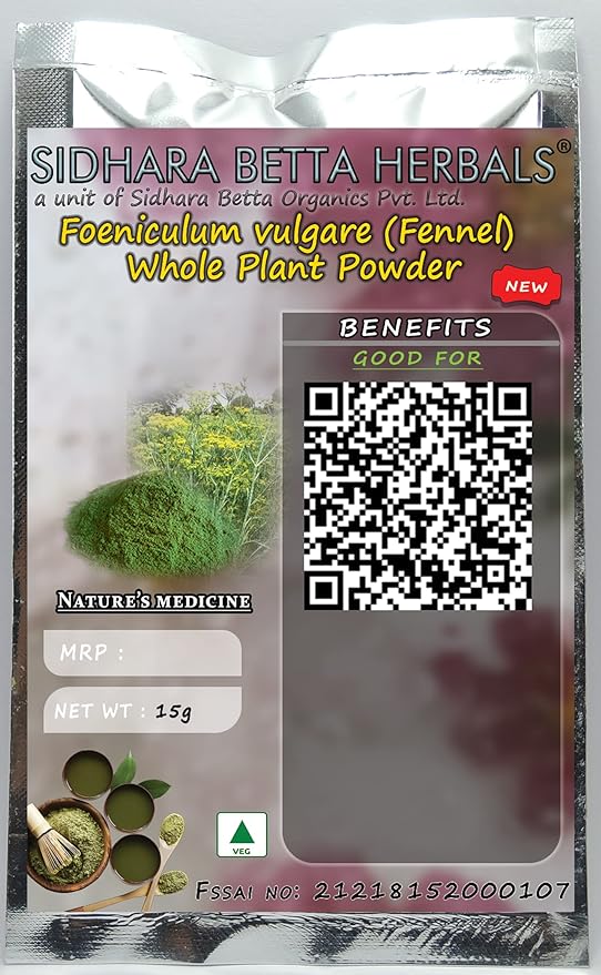 Sidhara Betta Herbals Foeniculum vulgare (Fennel) Whole Plant Powder - 15 gms