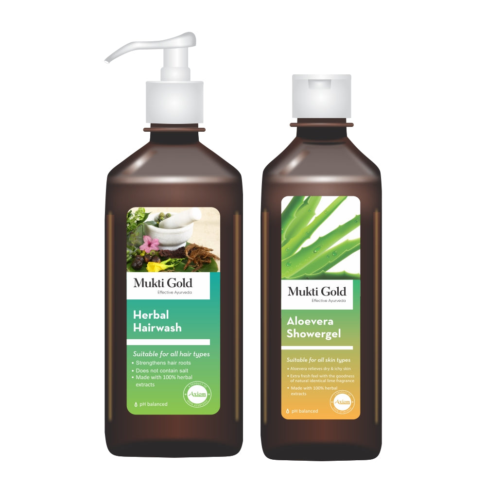 Axiom Mukti Gold Herbal Hair wash with Aloevera Showegel Combo