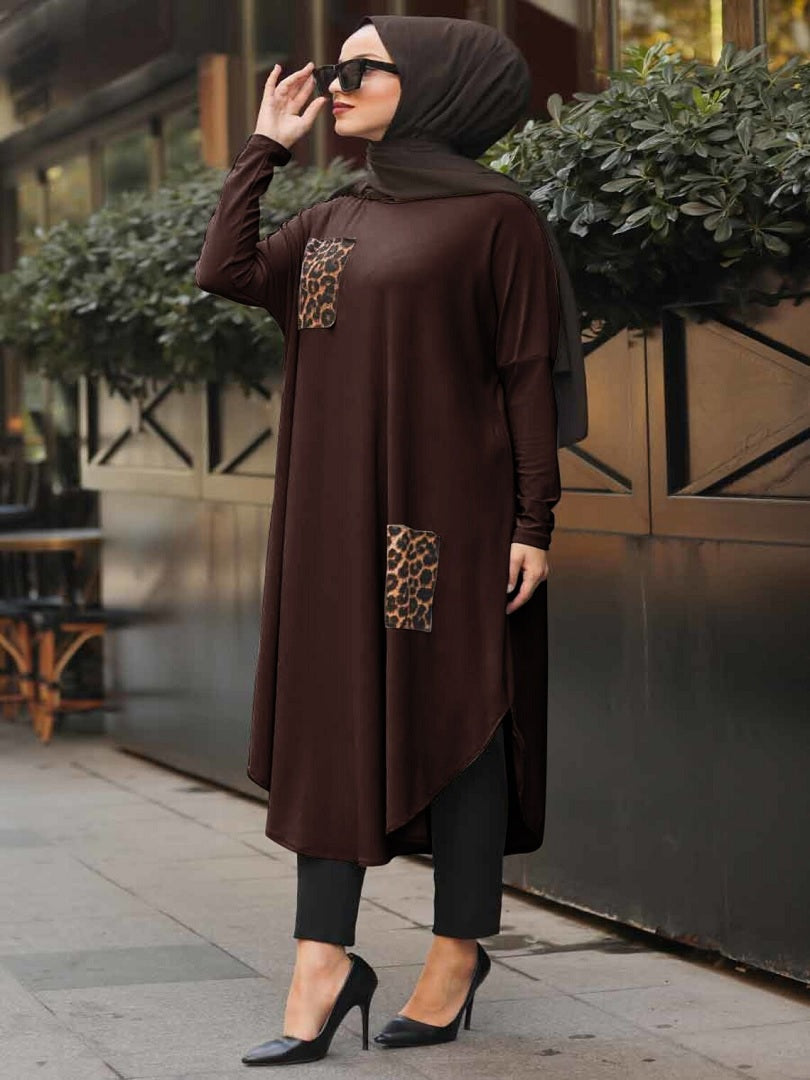 Regular Plain Soft Organic Jersey Women Tunic Hijab Abaya Dress J5723