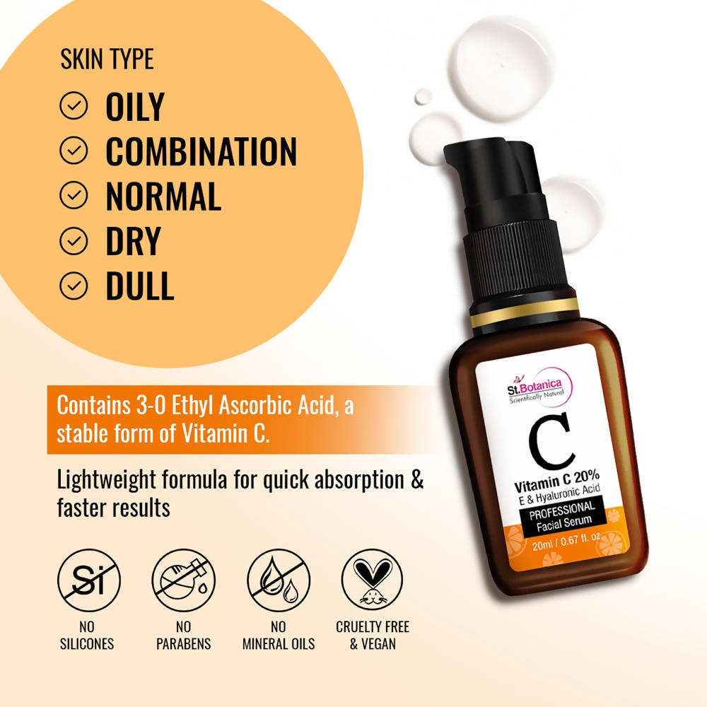 St.Botanica Vitamin C 20% E & Hyaluronic Acid Professional Facial Serum image 2