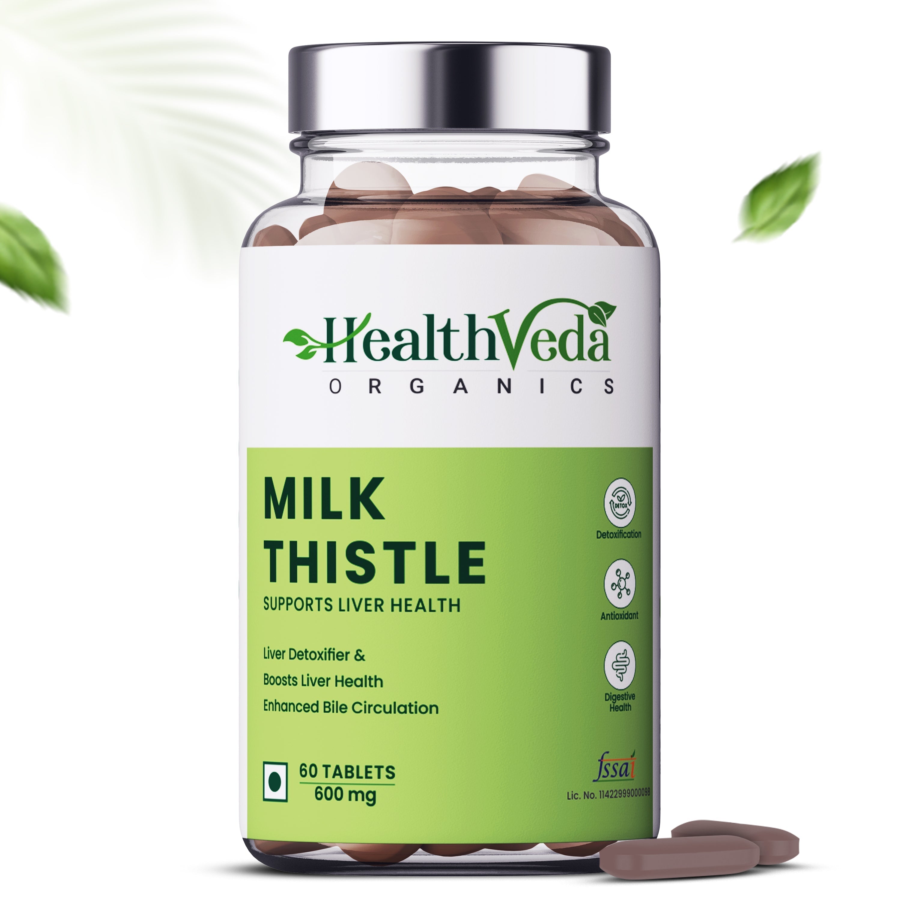 Health Veda Organics Milk Thistle 600mg - 60 tabs