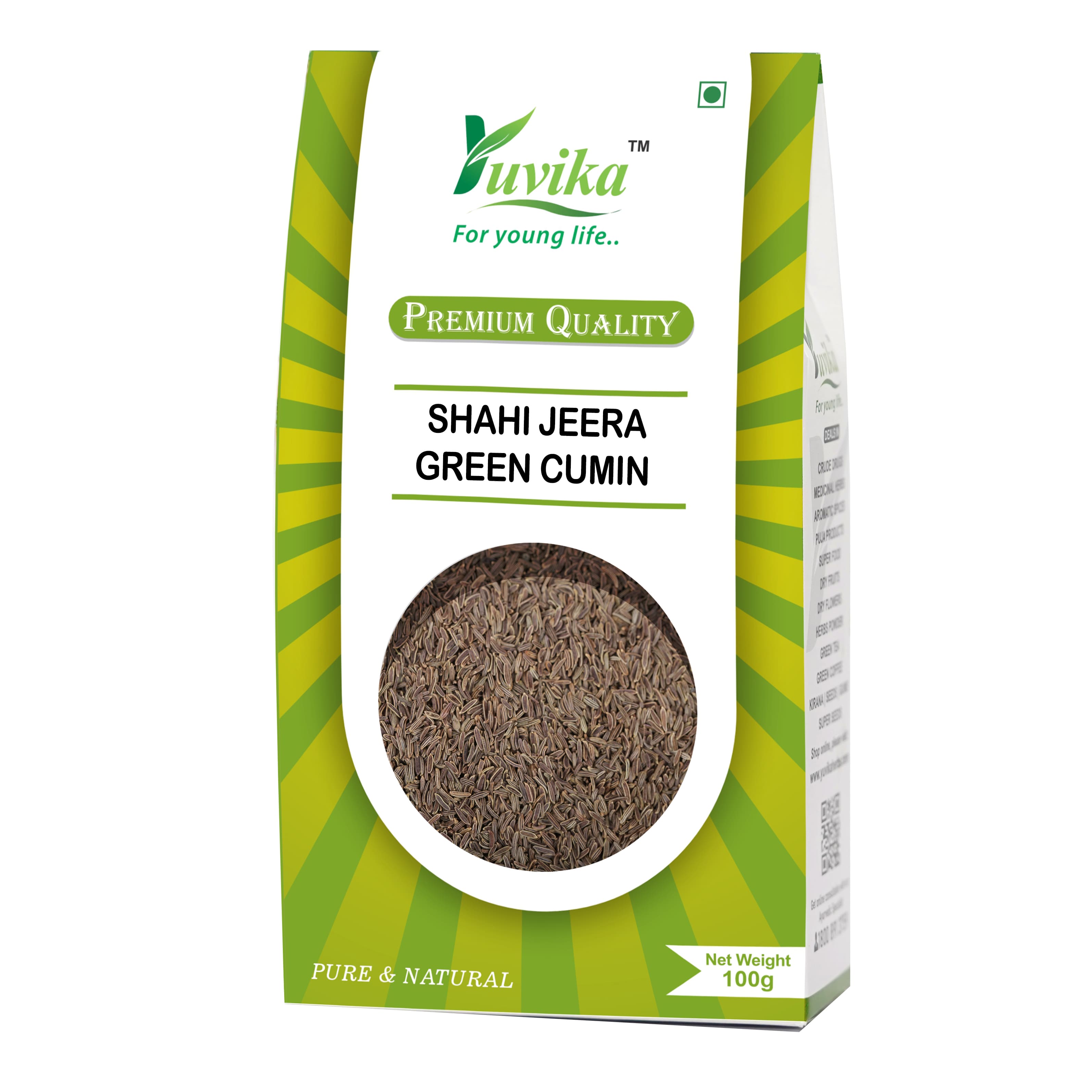 Yuvika Shahi Jeera - Jeera Kala Asli - Green Cumin - 100gms