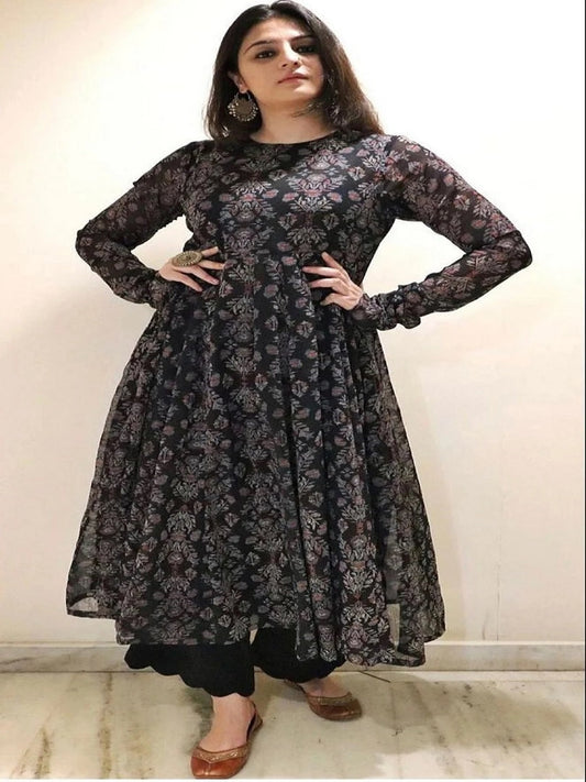 Indian Women Georgette Anarkali Kurti Readymade Fancy Dress SV